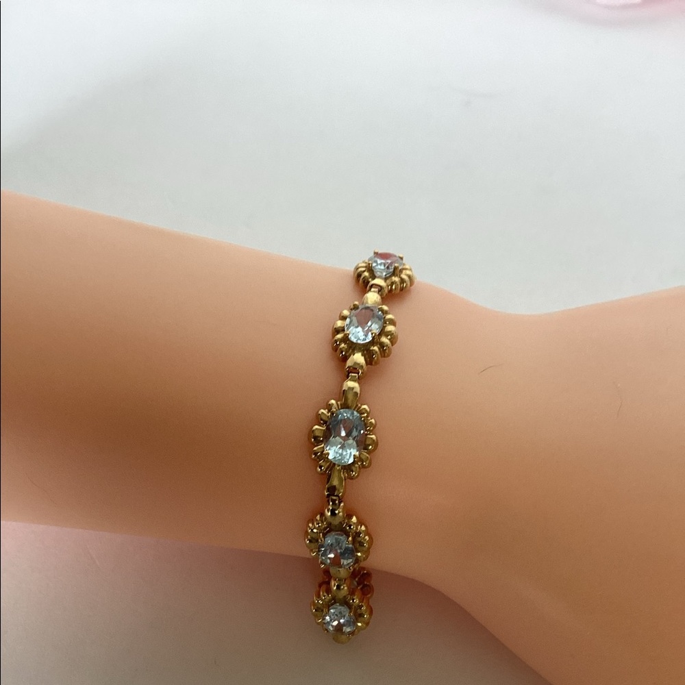 10k AQUAMARINE BRACELET - Picture 4 of 6